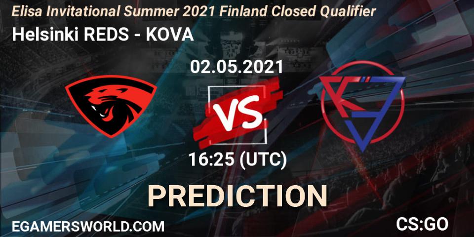 Prognose für das Spiel Helsinki REDS VS KOVA. 02.05.2021 at 16:25. Counter-Strike (CS2) - Elisa Invitational Summer 2021 Finland Closed Qualifier