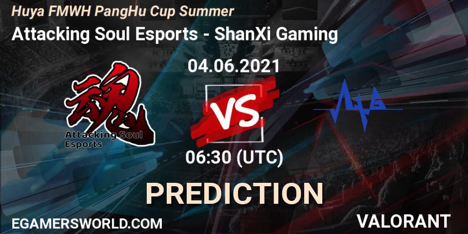 Prognose für das Spiel Attacking Soul Esports VS ShanXi Gaming. 04.06.2021 at 06:30. VALORANT - Huya FMWH PangHu Cup Summer