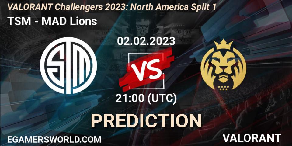 Prognose für das Spiel TSM VS MAD Lions. 02.02.23. VALORANT - VALORANT Challengers 2023: North America Split 1
