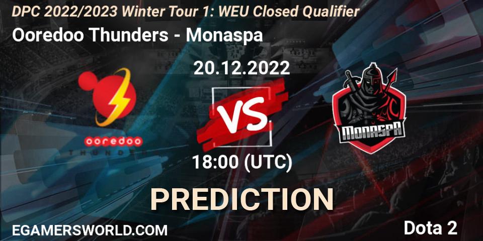 Prognose für das Spiel Ooredoo Thunders VS Monaspa. 20.12.22. Dota 2 - DPC 2022/2023 Winter Tour 1: WEU Closed Qualifier