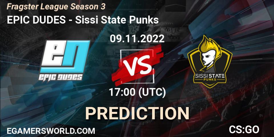 Prognose für das Spiel EPIC DUDES VS Sissi State Punks. 09.11.22. CS2 (CS:GO) - Fragster League Season 3