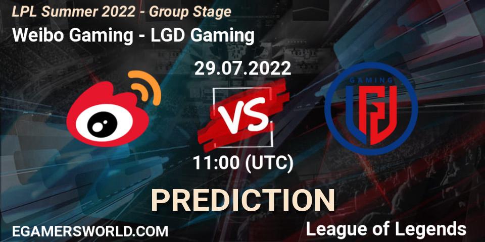 Prognose für das Spiel Weibo Gaming VS LGD Gaming. 29.07.22. LoL - LPL Summer 2022 - Group Stage