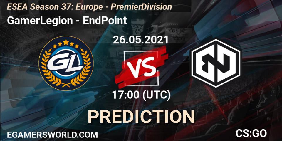 Prognose für das Spiel GamerLegion VS EndPoint. 04.06.2021 at 11:00. Counter-Strike (CS2) - ESEA Season 37: Europe - Premier Division