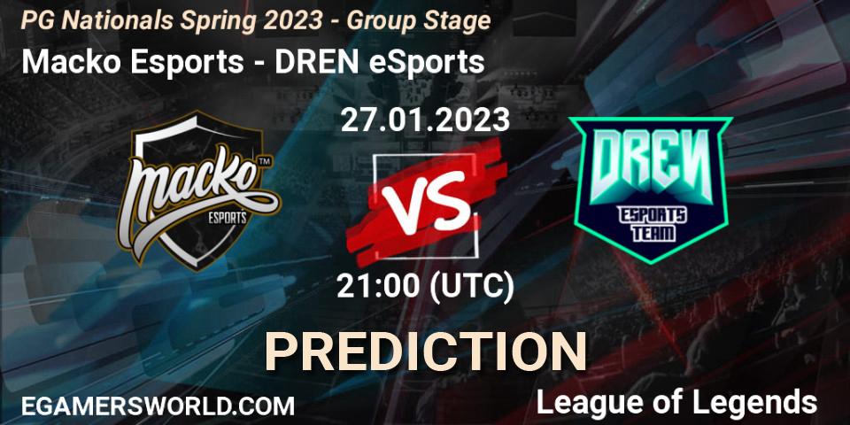 Prognose für das Spiel Macko Esports VS DREN eSports. 27.01.23. LoL - PG Nationals Spring 2023 - Group Stage