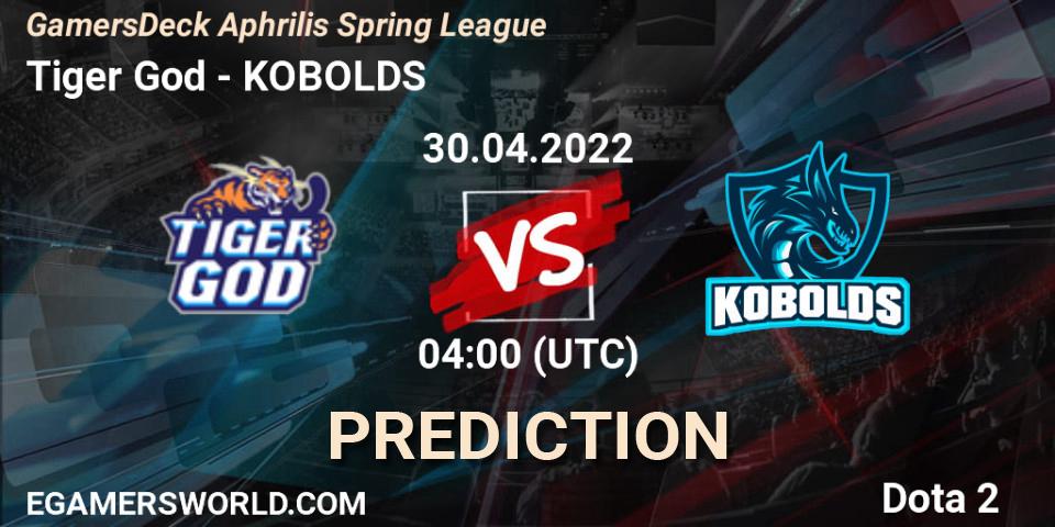 Prognose für das Spiel Tiger God VS KOBOLDS. 30.04.22. Dota 2 - GamersDeck Aphrilis Spring League