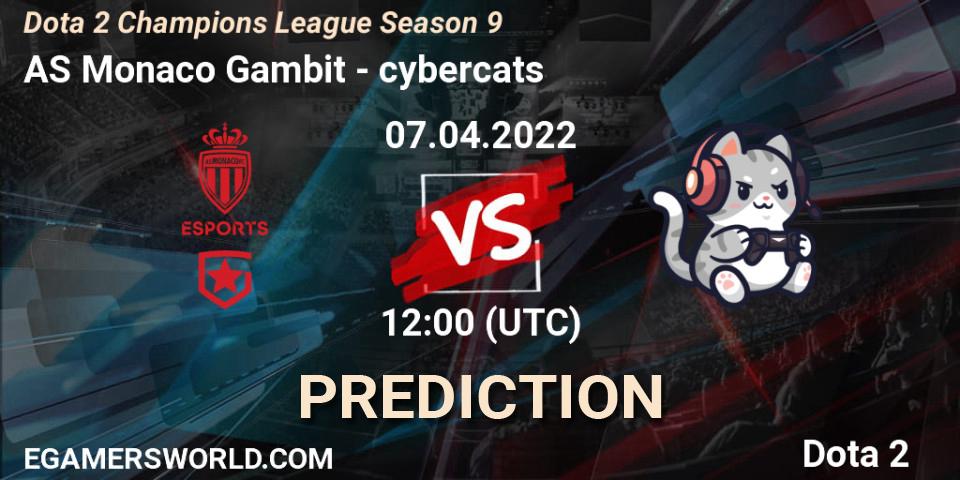 Prognose für das Spiel AS Monaco Gambit VS cybercats. 07.04.22. Dota 2 - Dota 2 Champions League Season 9