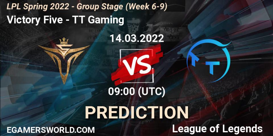 Prognose für das Spiel Victory Five VS TT Gaming. 14.03.22. LoL - LPL Spring 2022 - Group Stage (Week 6-9)