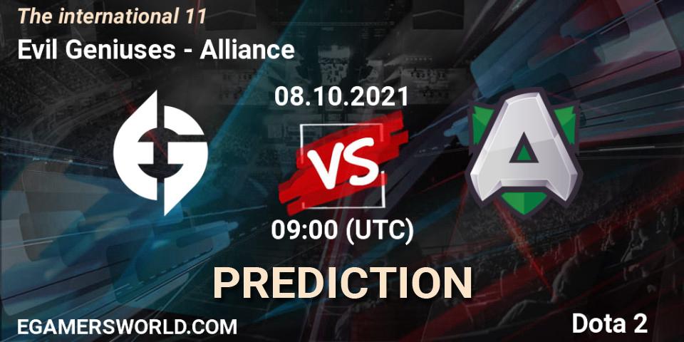 Prognose für das Spiel Evil Geniuses VS Alliance. 08.10.21. Dota 2 - The Internationa 2021
