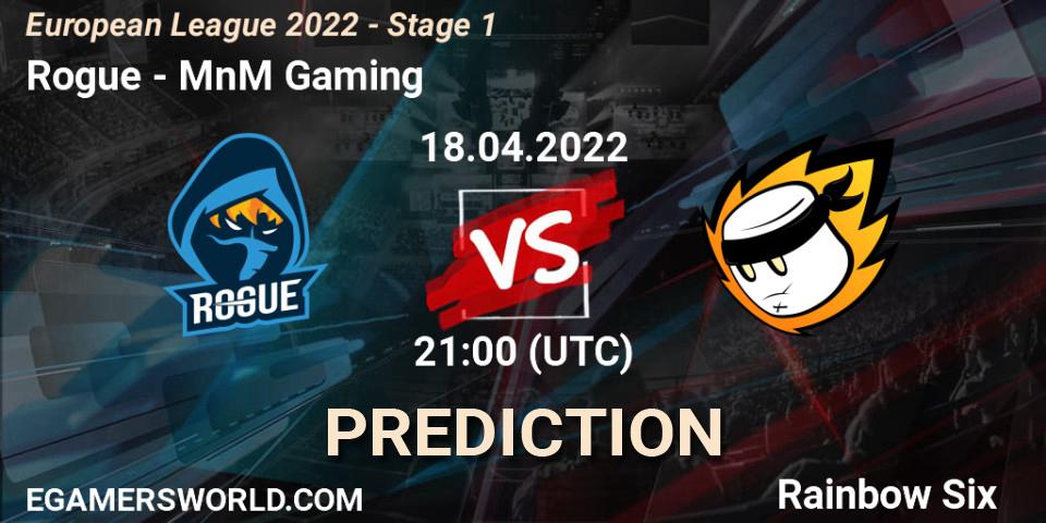 Prognose für das Spiel Rogue VS MnM Gaming. 18.04.22. Rainbow Six - European League 2022 - Stage 1