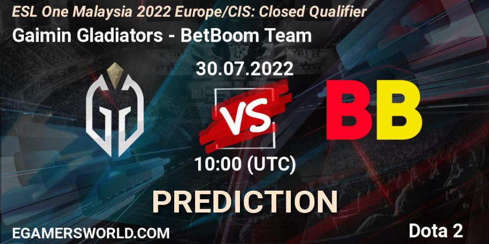 Prognose für das Spiel Gaimin Gladiators VS BetBoom Team. 30.07.2022 at 10:02. Dota 2 - ESL One Malaysia 2022 Europe/CIS: Closed Qualifier