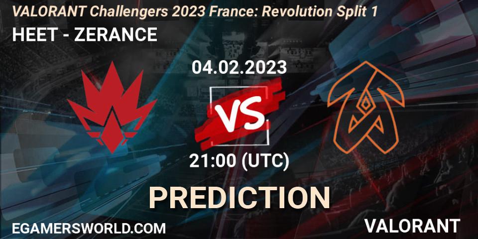 Prognose für das Spiel HEET VS ZERANCE. 04.02.23. VALORANT - VALORANT Challengers 2023 France: Revolution Split 1