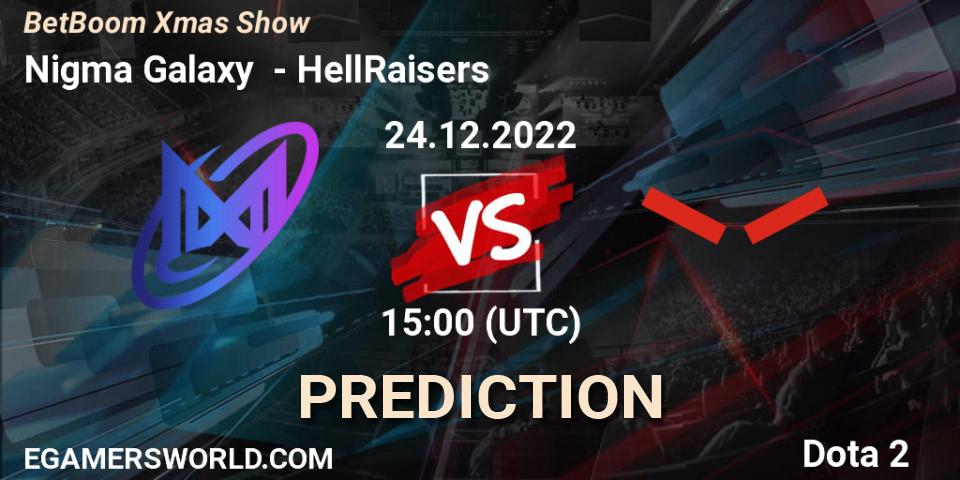 Prognose für das Spiel Nigma Galaxy VS HellRaisers. 27.12.2022 at 14:01. Dota 2 - BetBoom Xmas Show