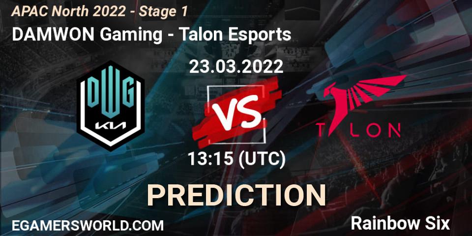 Prognose für das Spiel DAMWON Gaming VS Talon Esports. 23.03.2022 at 13:15. Rainbow Six - APAC North 2022 - Stage 1