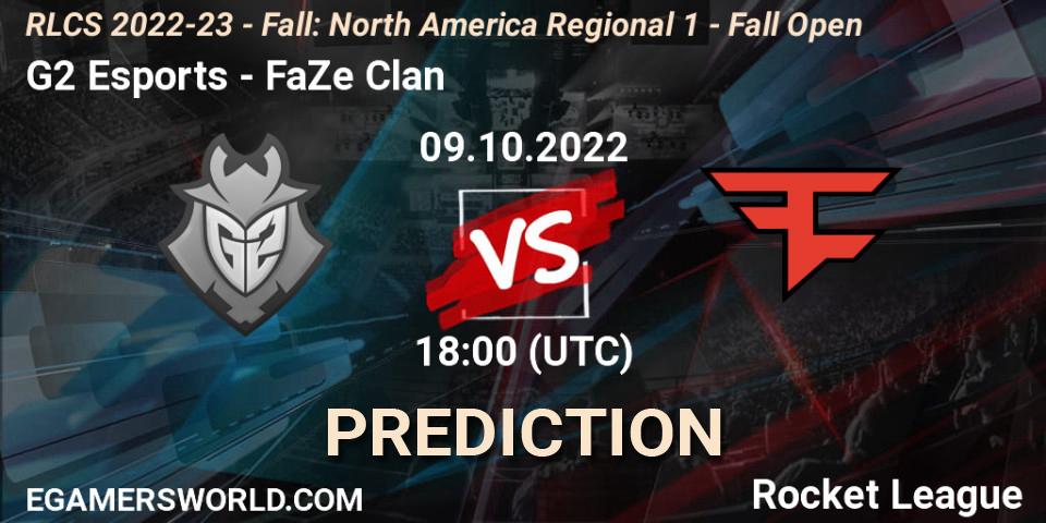 Prognose für das Spiel G2 Esports VS FaZe Clan. 09.10.2022 at 17:55. Rocket League - RLCS 2022-23 - Fall: North America Regional 1 - Fall Open