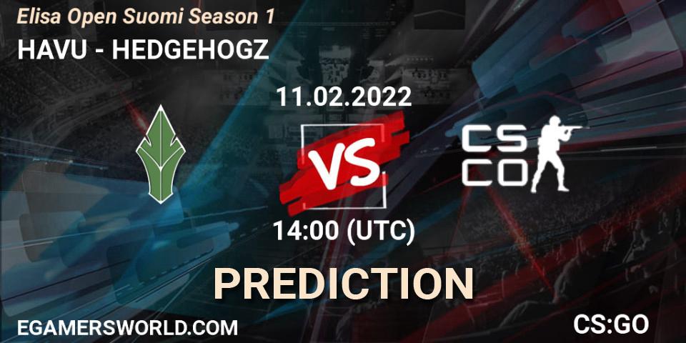 Prognose für das Spiel HAVU VS HEDGEHOGZ. 11.02.2022 at 14:00. Counter-Strike (CS2) - Elisa Open Suomi Season 1
