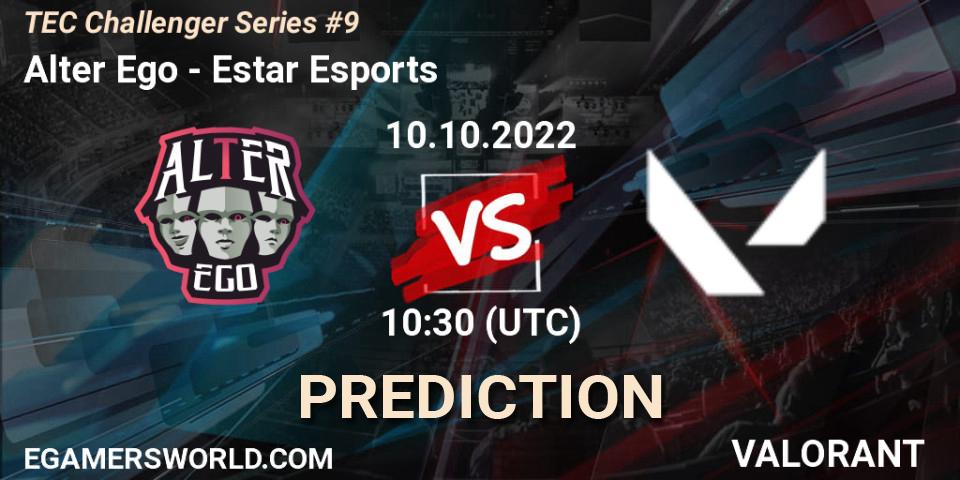 Prognose für das Spiel Alter Ego VS Estar Esports. 10.10.2022 at 11:15. VALORANT - TEC Challenger Series #9