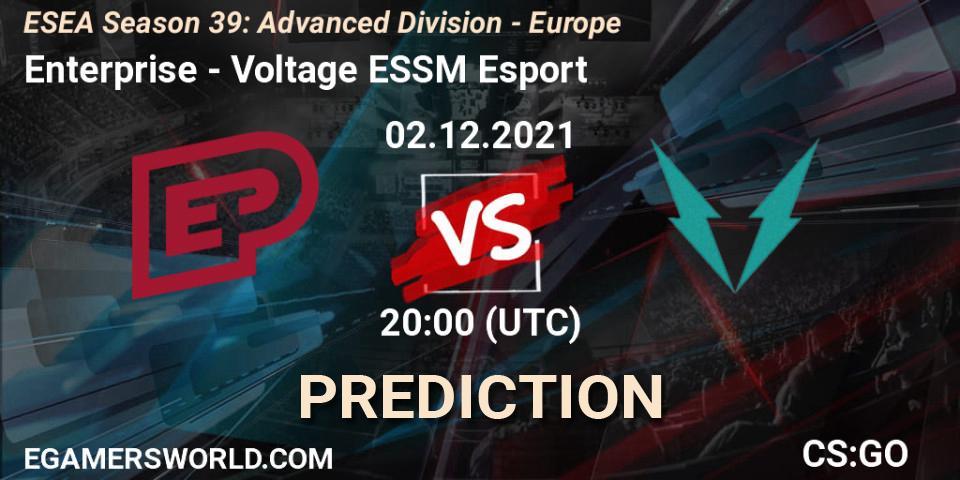 Prognose für das Spiel Enterprise VS Voltage ESSM Esport. 02.12.2021 at 20:00. Counter-Strike (CS2) - ESEA Season 39: Advanced Division - Europe