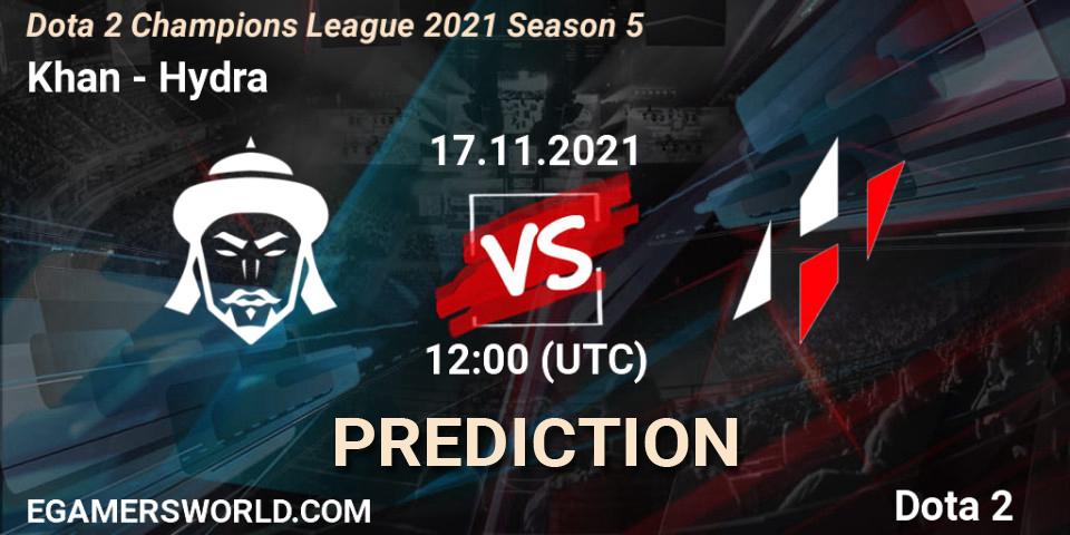 Prognose für das Spiel Khan VS Hydra. 17.11.21. Dota 2 - Dota 2 Champions League 2021 Season 5