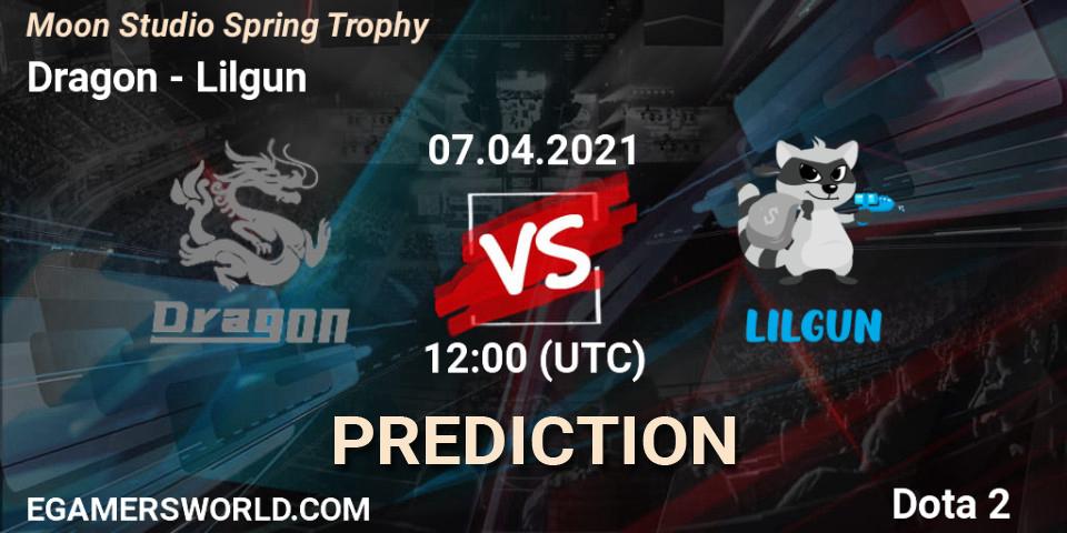 Prognose für das Spiel Dragon VS Lilgun. 07.04.2021 at 12:00. Dota 2 - Moon Studio Spring Trophy