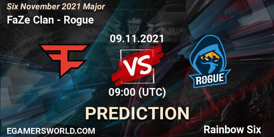 Prognose für das Spiel Rogue VS FaZe Clan. 10.11.21. Rainbow Six - Six Sweden Major 2021