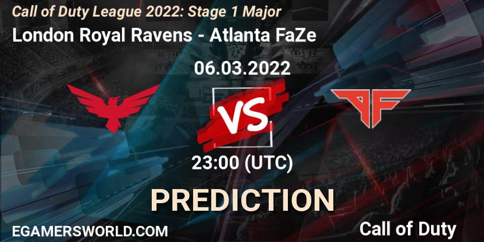 Prognose für das Spiel London Royal Ravens VS Atlanta FaZe. 06.03.2022 at 23:00. Call of Duty - Call of Duty League 2022: Stage 1 Major