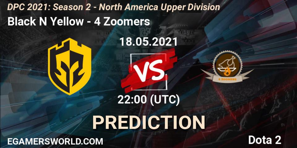 Prognose für das Spiel Black N Yellow VS 4 Zoomers. 18.05.2021 at 22:03. Dota 2 - DPC 2021: Season 2 - North America Upper Division 