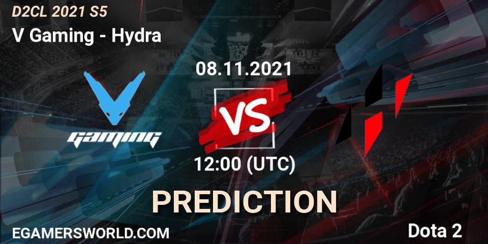 Prognose für das Spiel V Gaming VS Hydra. 08.11.2021 at 11:59. Dota 2 - Dota 2 Champions League 2021 Season 5