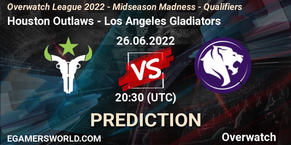 Prognose für das Spiel Houston Outlaws VS Los Angeles Gladiators. 26.06.22. Overwatch - Overwatch League 2022 - Midseason Madness - Qualifiers