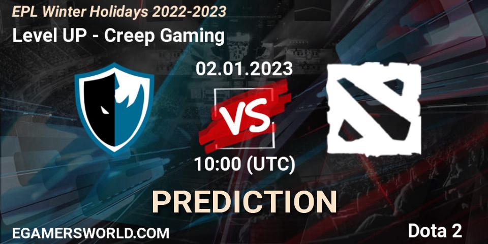 Prognose für das Spiel Level UP VS Creep Gaming. 02.01.23. Dota 2 - EPL Winter Holidays 2022-2023