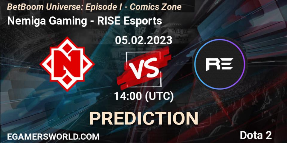 Prognose für das Spiel Nemiga Gaming VS RISE Esports. 05.02.23. Dota 2 - BetBoom Universe: Episode I - Comics Zone