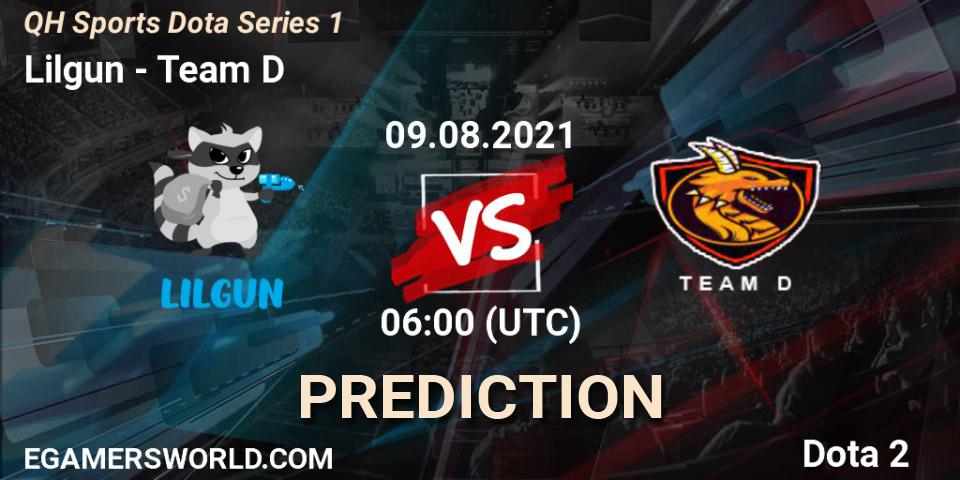 Prognose für das Spiel Lilgun VS Team D. 09.08.2021 at 06:20. Dota 2 - QH Sports Dota Series 1