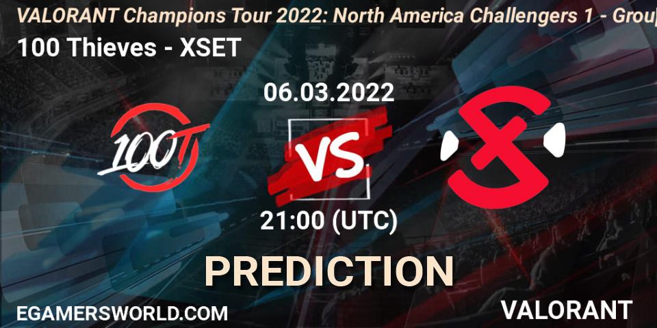 Prognose für das Spiel 100 Thieves VS XSET. 06.03.2022 at 21:15. VALORANT - VCT 2022: North America Challengers 1 - Group Stage
