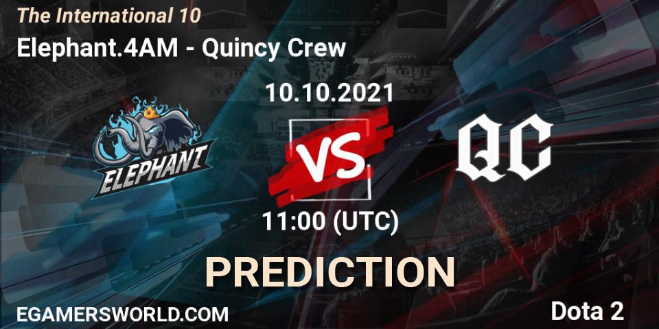 Prognose für das Spiel Elephant.4AM VS Quincy Crew. 10.10.2021 at 10:54. Dota 2 - The Internationa 2021