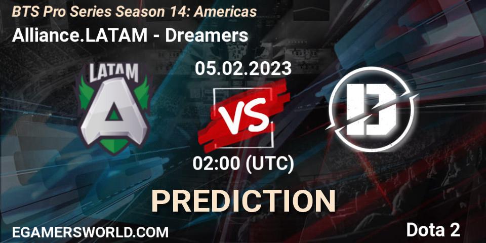 Prognose für das Spiel Alliance.LATAM VS Dreamers. 05.02.23. Dota 2 - BTS Pro Series Season 14: Americas