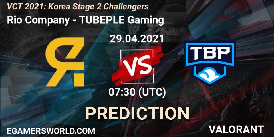 Prognose für das Spiel Rio Company VS TUBEPLE Gaming. 29.04.2021 at 07:30. VALORANT - VCT 2021: Korea Stage 2 Challengers
