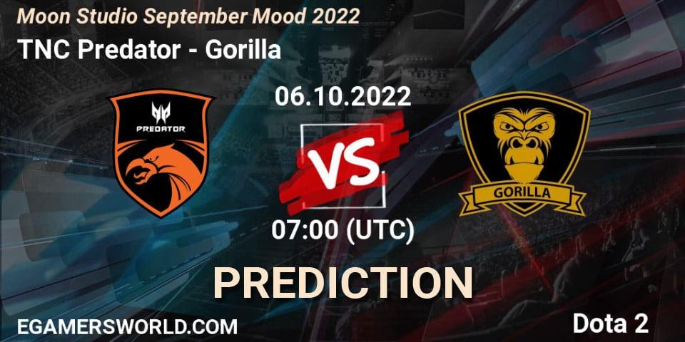 Prognose für das Spiel TNC Predator VS Gorilla. 06.10.22. Dota 2 - Moon Studio September Mood 2022