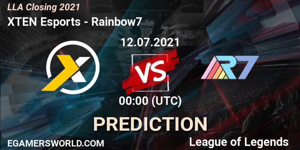 Prognose für das Spiel XTEN Esports VS Rainbow7. 12.07.21. LoL - LLA Closing 2021