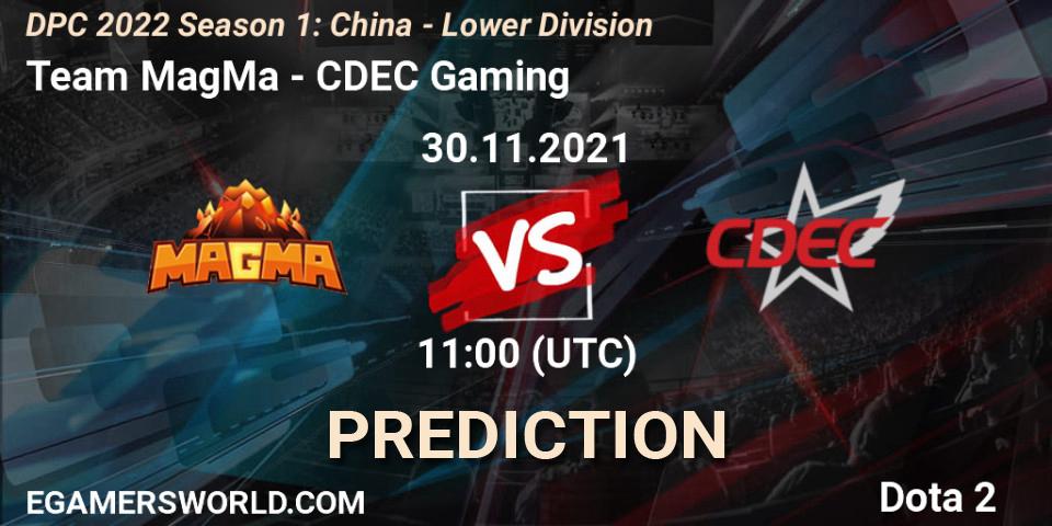 Prognose für das Spiel Team MagMa VS CDEC Gaming. 30.11.21. Dota 2 - DPC 2022 Season 1: China - Lower Division