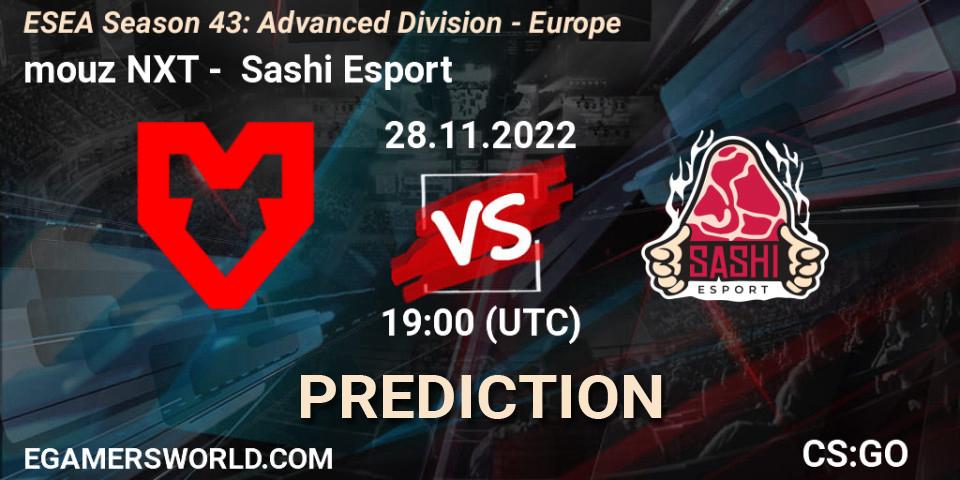 Prognose für das Spiel mouz NXT VS Sashi Esport. 28.11.22. CS2 (CS:GO) - ESEA Season 43: Advanced Division - Europe