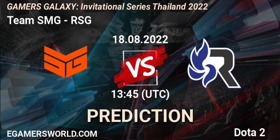 Prognose für das Spiel Team SMG VS RSG. 18.08.2022 at 12:40. Dota 2 - GAMERS GALAXY: Invitational Series Thailand 2022