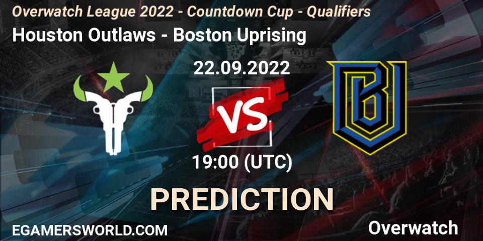 Prognose für das Spiel Houston Outlaws VS Boston Uprising. 22.09.22. Overwatch - Overwatch League 2022 - Countdown Cup - Qualifiers
