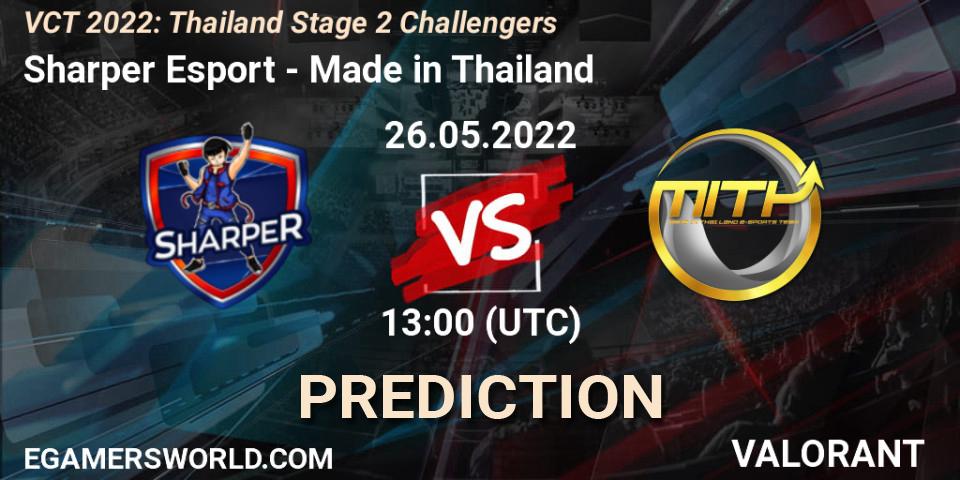 Prognose für das Spiel Sharper Esport VS Made in Thailand. 26.05.22. VALORANT - VCT 2022: Thailand Stage 2 Challengers