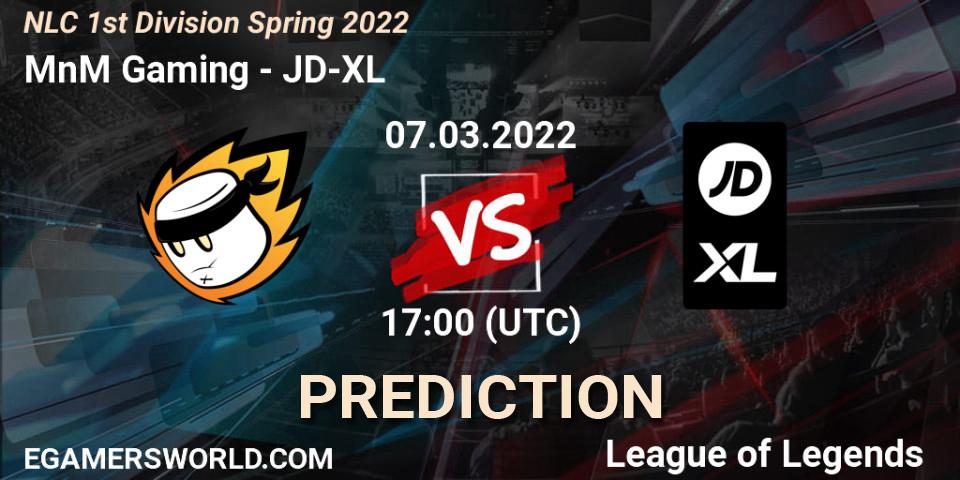 Prognose für das Spiel MnM Gaming VS JD-XL. 07.03.2022 at 17:00. LoL - NLC 1st Division Spring 2022