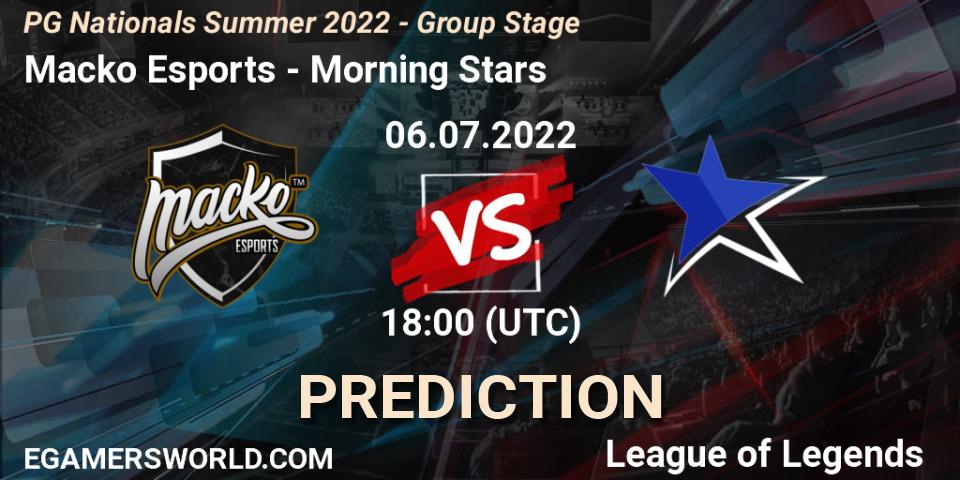 Prognose für das Spiel Macko Esports VS Morning Stars. 06.07.2022 at 18:00. LoL - PG Nationals Summer 2022 - Group Stage