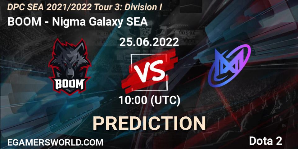Prognose für das Spiel BOOM VS Nigma Galaxy SEA. 25.06.2022 at 10:00. Dota 2 - DPC SEA 2021/2022 Tour 3: Division I