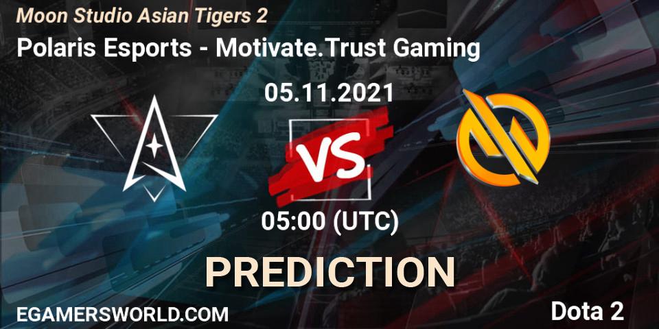 Prognose für das Spiel Polaris Esports VS Motivate.Trust Gaming. 05.11.2021 at 05:33. Dota 2 - Moon Studio Asian Tigers 2
