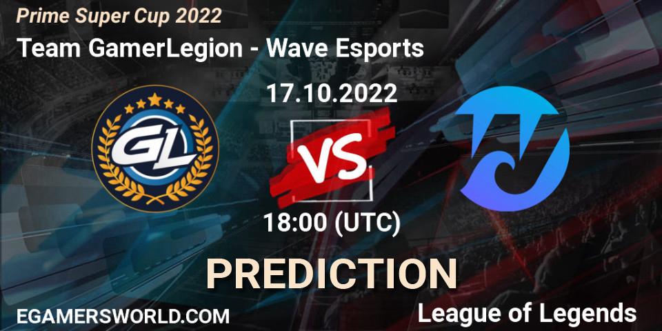 Prognose für das Spiel Team GamerLegion VS Wave Esports. 17.10.22. LoL - Prime Super Cup 2022