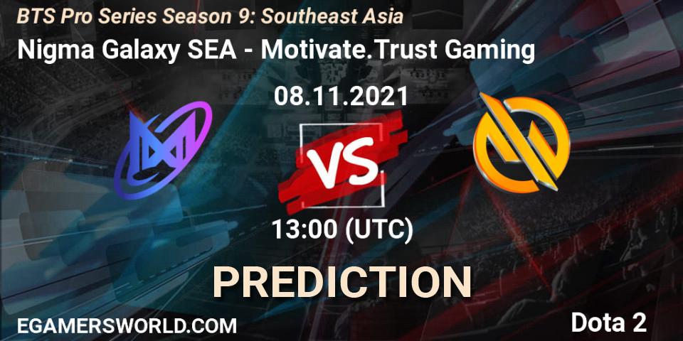 Prognose für das Spiel Nigma Galaxy SEA VS Motivate.Trust Gaming. 08.11.2021 at 13:43. Dota 2 - BTS Pro Series Season 9: Southeast Asia