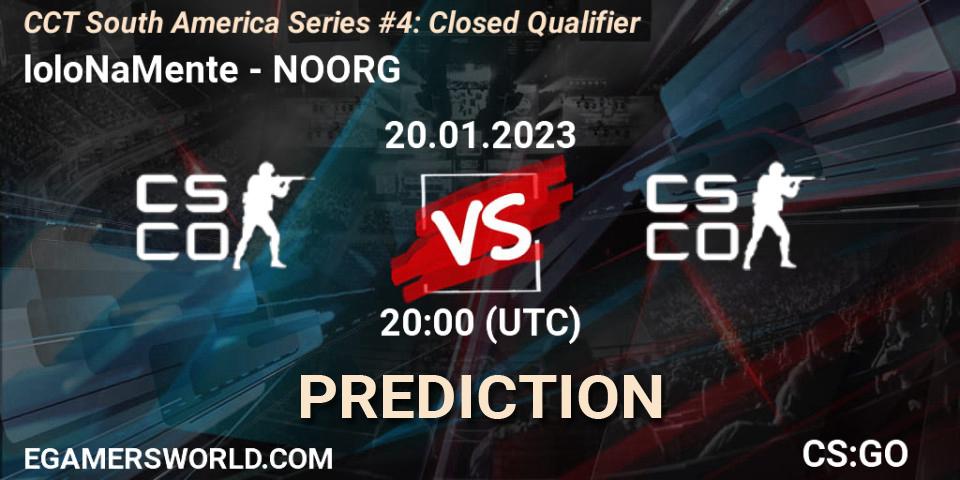 Prognose für das Spiel loloNaMente VS NOORG. 20.01.2023 at 20:00. Counter-Strike (CS2) - CCT South America Series #4: Closed Qualifier