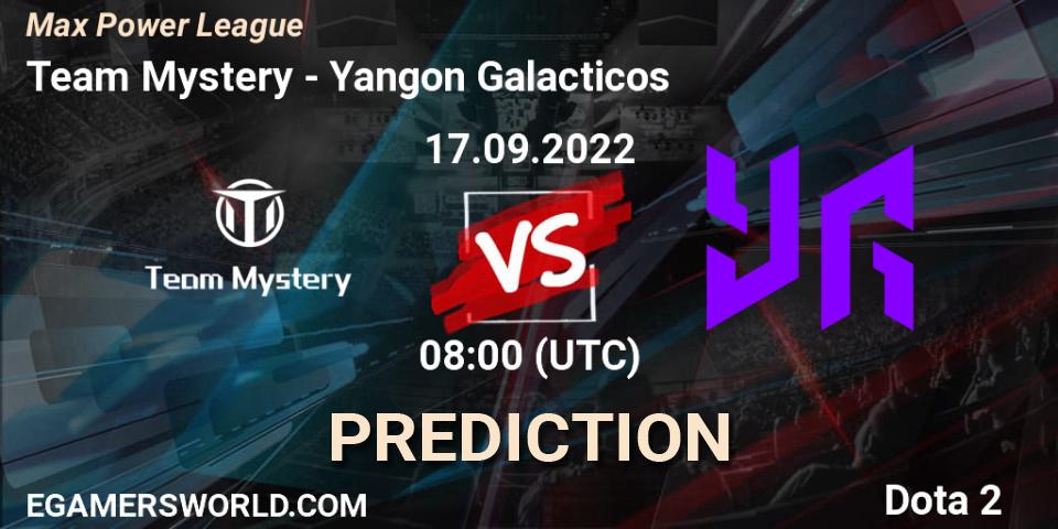 Prognose für das Spiel Team Mystery VS Yangon Galacticos. 17.09.2022 at 09:24. Dota 2 - Max Power League